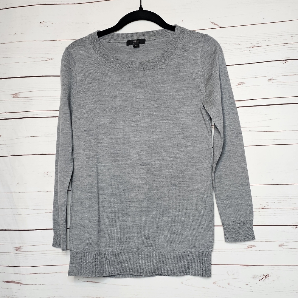 J. Crew Heather Gray Merino Wool Crew Neck Sweater